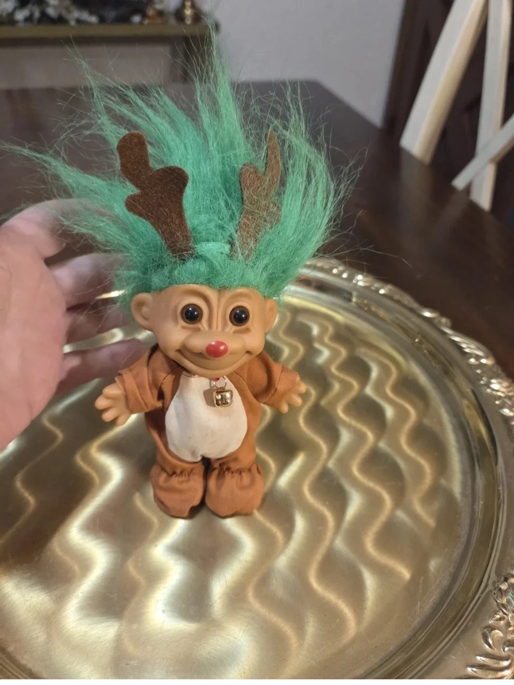 vintage Russ troll doll, Christmas, Reindeer